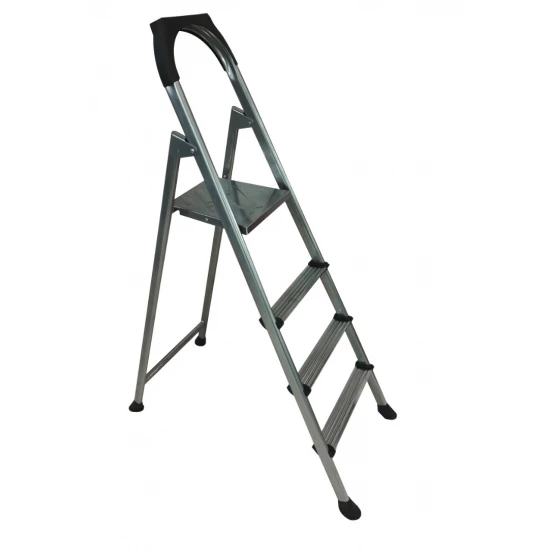 Σκάλα μεταλλική 3+1 σκαλοπάτια ασημί 43x86x131cm TnS 04-800-0056