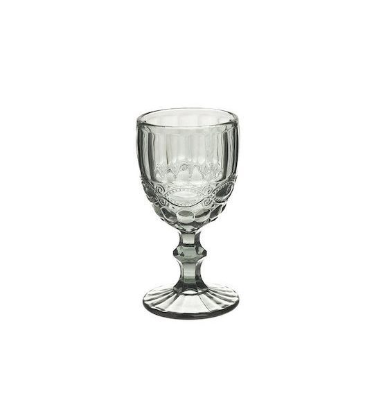 Σετ Ποτήρια Κρασιού Γυάλινα Γκρι Κολωνάτα 240ml 6τμχ Inart 6-60-896-0004