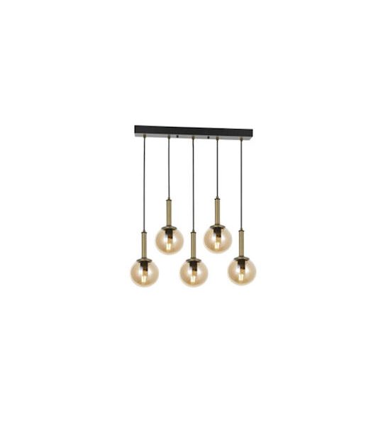 Φωτιστικό Οροφής Ράγα Πεντάφωτο Elsa 60x10x70cm Μαύρο Οξυντέ Homeplus 07.04.0776