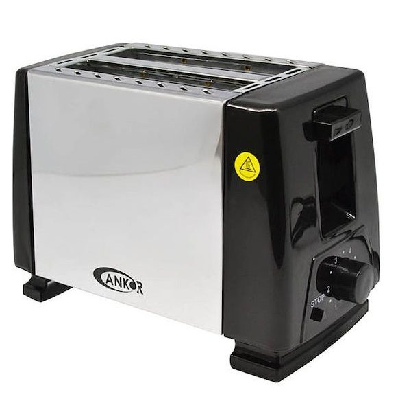 Φρυγανιέρα 2 Θέσεων Μαύρο - Ασημί 650W Ankor 814985