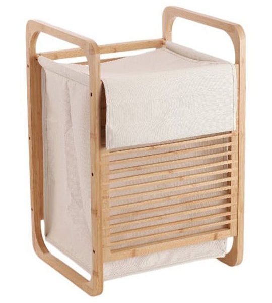 Καλαθι Απλυτων Bamboo με Αποσπώμενη Θήκη 40x35x60cm Sidirela Ε-1323