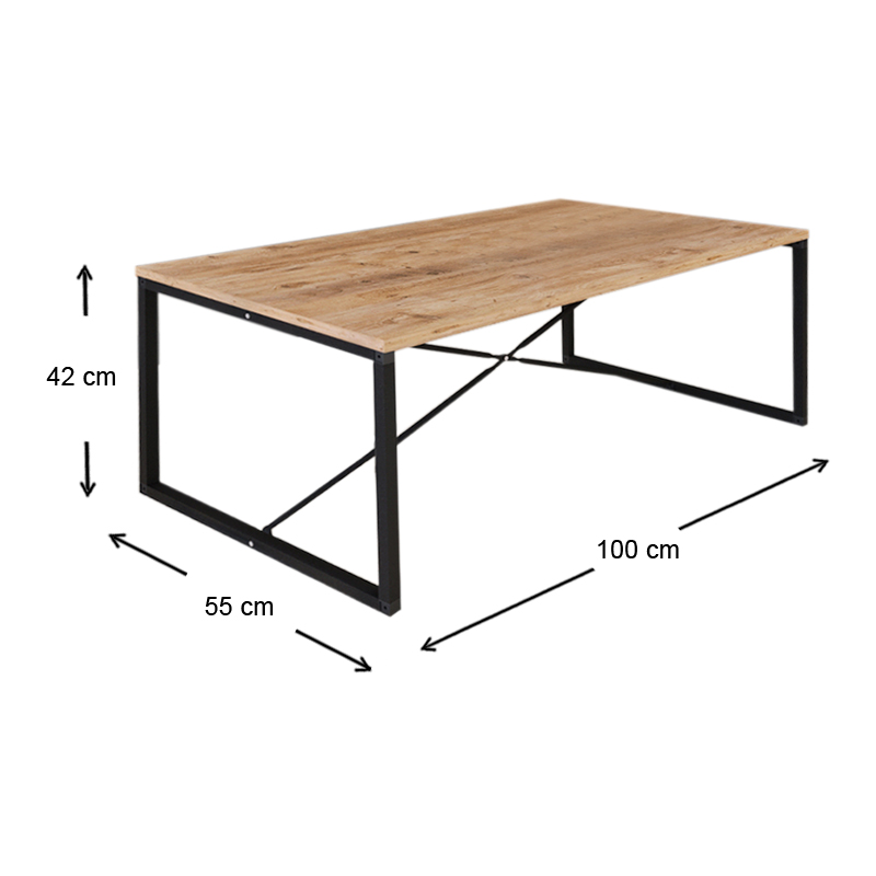 GP041-00511-2 Τραπεζάκι σαλονιού Harte Megapap χρώμα pine oak 100x55x42εκ. - Image 2