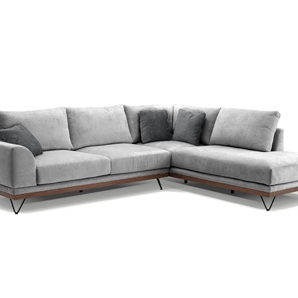 Γωνιακός Καναπές Αριστερή Γωνία VM- RENE με Ξύλινη Μπάζα Αποσπώμενα - Πλενόμενα Καλύμματα Έδρας και Πλάτης με Ύφασμα perfect 82 Γκρι 290x240x98 Matis VMRENEIIL