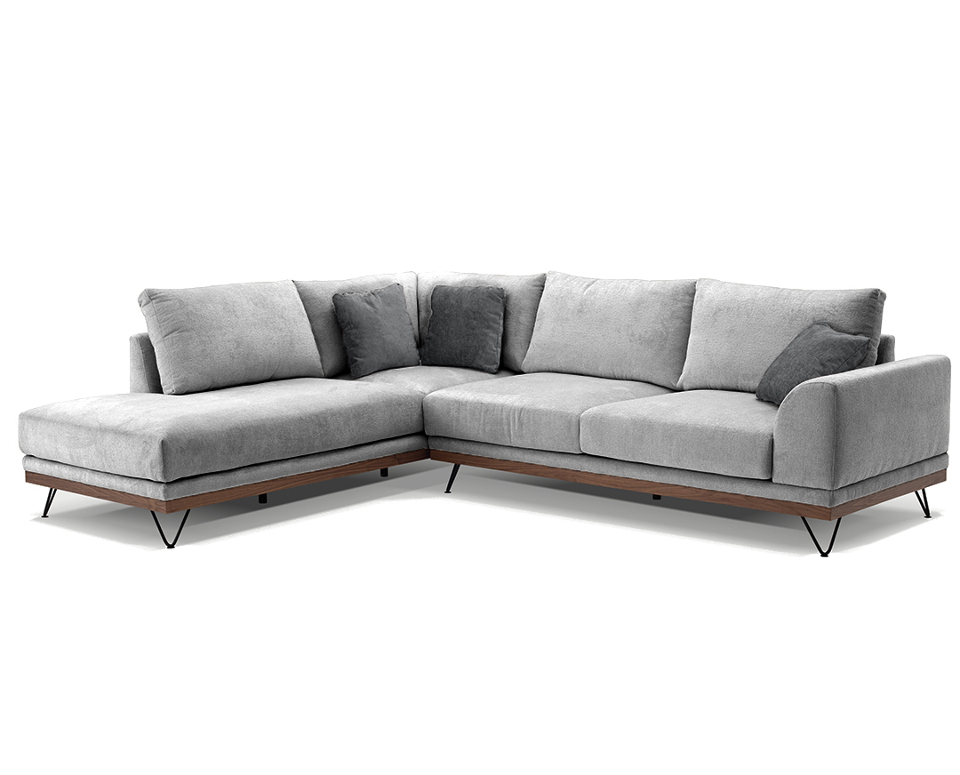 vm-rene-atypo-dexi-perfect-82 Γωνιακός Καναπές Δεξιά Γωνία VM- RENE με Ξύλινη Μπάζα Αποσπώμενα - Πλενόμενα Καλύμματα Έδρας και Πλάτης με Ύφασμα perfect 82 Γκρι 290x240x98 Matis VMRENEIIR - Image 1