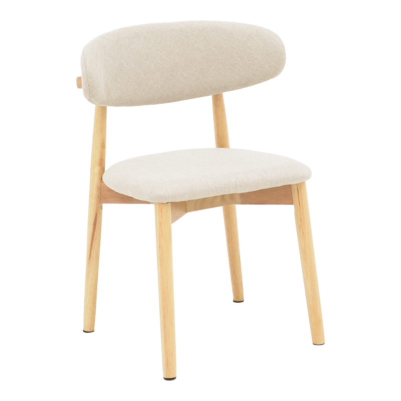 263-000050 Καρέκλα Ubene pakoworld rubberwood και ύφασμα σε φυσική και μπεζ απόχρωση 46x58x79εκ - Image 1