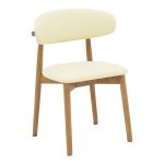 Καρέκλα Ubene pakoworld rubberwood και pu σε καρυδί και μπεζ απόχρωση 46x58x79εκ