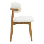 Καρέκλα Ubene pakoworld rubberwood σε καρυδί-μπουκλέ ύφασμα σε λευκή απόχρωση 51x56x79εκ - Image 3