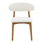 Καρέκλα Ubene pakoworld rubberwood σε καρυδί-μπουκλέ ύφασμα σε λευκή απόχρωση 51x56x79εκ - Image 4