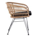 Πολυθρόνα Naoki pakoworld με μαξιλάρι pe rattan σε φυσική απόχρωση και μαύρα μεταλλικά πόδια 63x61x79εκ - Image 4