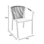 Πολυθρόνα στοιβαζόμενη Convince pakoworld γκρι αλουμίνιο-pe rattan ανθρακί-textilene σε γκρι απόχρωση 56x63x82εκ - Image 2