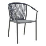 Πολυθρόνα στοιβαζόμενη Convince pakoworld γκρι αλουμίνιο-pe rattan ανθρακί-textilene σε γκρι απόχρωση 56x63x82εκ