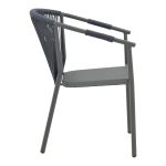 Πολυθρόνα στοιβαζόμενη Convince pakoworld γκρι αλουμίνιο-pe rattan ανθρακί-textilene σε γκρι απόχρωση 56x63x82εκ - Image 4