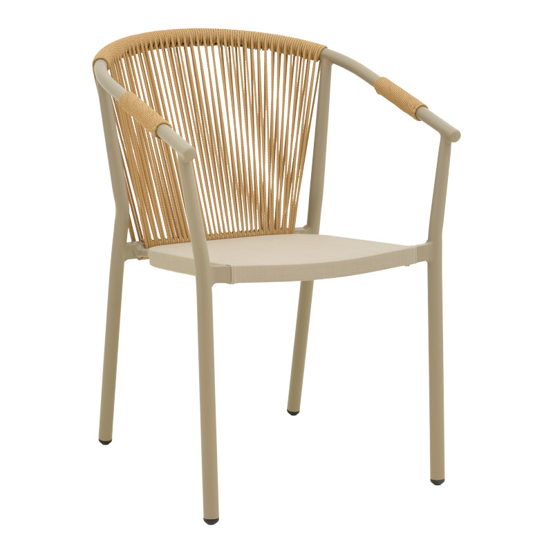 373-000003 Πολυθρόνα στοιβαζόμενη Convince pakoworld αλουμίνιο με καφέ σκελετό-textilene-pe rattan 56x63x82εκ - Image 1