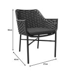 Πολυθρόνα Ortegia pakoworld αλουμινίου με ανθρακί σκελετό και σχοινί 57x62x82εκ - Image 2