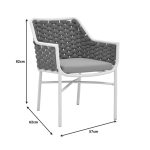 Πολυθρόνα Ortegia pakoworld αλουμίνιο με λευκό σκελετό- χακί σχοινί 57x62x82εκ - Image 2