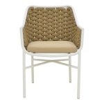 Πολυθρόνα Ortegia pakoworld αλουμίνιο με λευκό σκελετό- χακί σχοινί 57x62x82εκ - Image 4