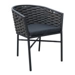 Πολυθρόνα Noevo pakoworld αλουμίνιο με ανθρακί σκελετό-σχοινι 57x62x76εκ