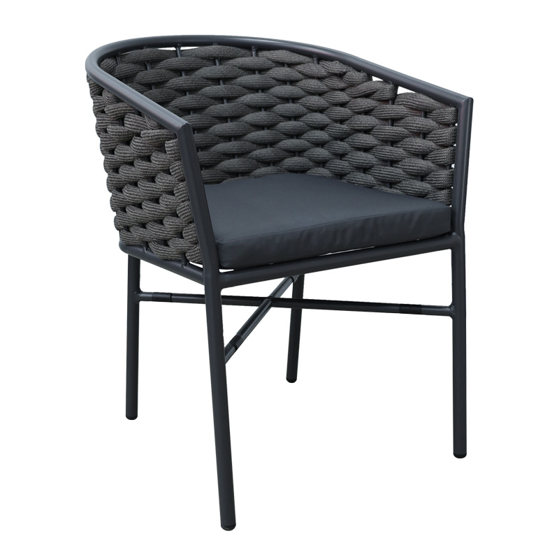 373-000006 Πολυθρόνα Noevo pakoworld αλουμίνιο με ανθρακί σκελετό-σχοινι 57x62x76εκ - Image 1