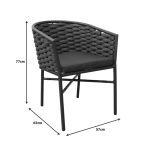 Πολυθρόνα Noevo pakoworld αλουμίνιο με λευκό σκελετό-φυσικό σχοινί 57x62x76εκ - Image 2