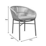 Πολυθρόνα Frama pakoworld αλουμίνιο-pe σχοινί σε καφε απόχρωση και μαξιλάρι 57x60x78εκ - Image 2