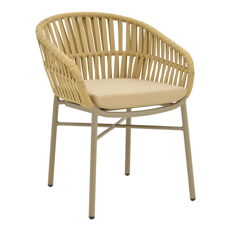 373-000010 Πολυθρόνα Frama pakoworld αλουμίνιο-pe σχοινί σε καφε απόχρωση και μαξιλάρι 57x60x78εκ - Image 1