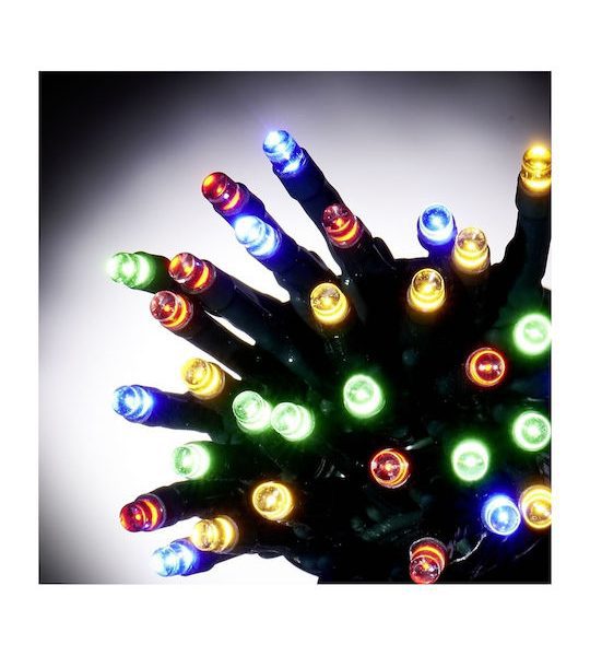 100 Χριστουγεννιάτικα Λαμπάκια LED 8μ Πολύχρωμα σε Σειρά Επεκτεινόμενα με Πράσινο Καλώδιο Epam XLALED100W-GM/31V