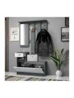 Έπιπλο Εισόδου Raynold με Καθρέπτη / Κρεμάστρα & Παπουτσοθήκη Ανθρακί / Λευκό 100x30x180εκ ΤΕΛΕΥΤΑΙΟ ΤΕΜΑΧΙΟ! - Image 2