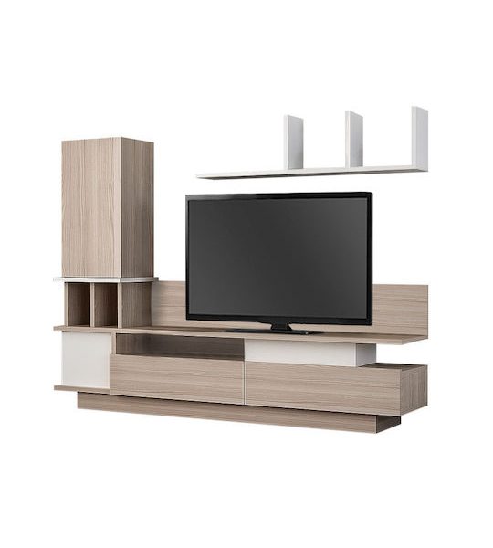 Σύνθεση Τηλεόρασης Almeria από μελαμίνη χρώμα λευκό - Cordoba Μ149xΒ29.5xΥ117εκ ΤΕΛΕΥΤΑΙΟ ΤΕΜΑΧΙΟ!