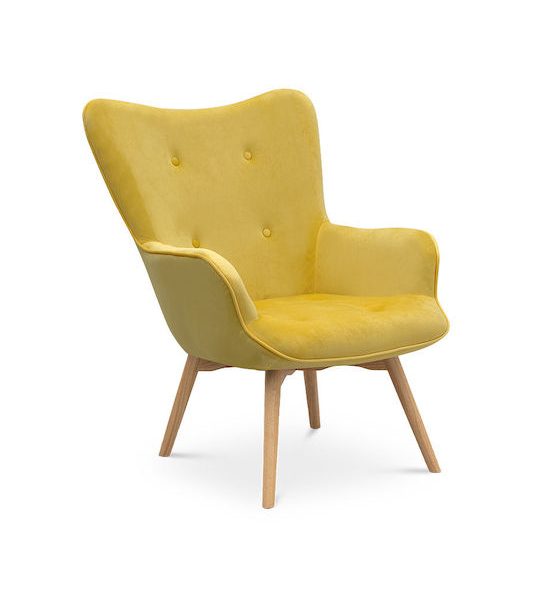 Πολυθρόνα Μπερζέρα Daria Βελούδινη Κίτρινη 70x80x95cm Homeplus 01.01.1182