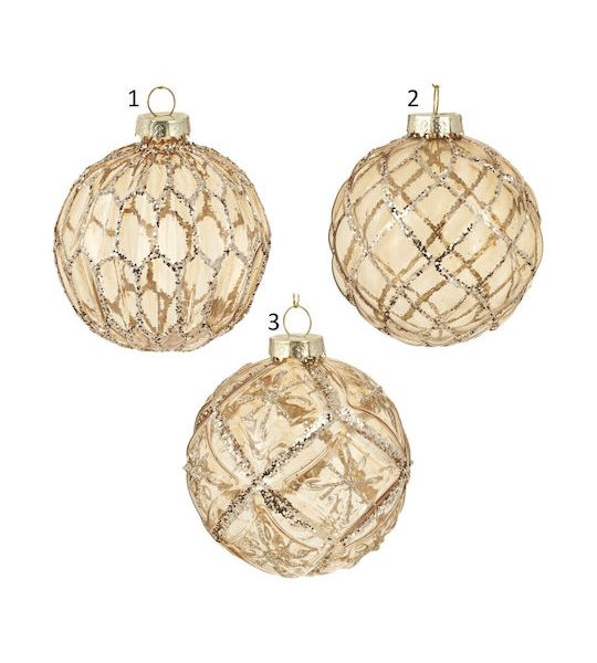 Χριστουγεννιάτικη Μπάλα Γυάλινη Διάφανη - Χρυσή 8εκ 3 Σχέδια Epam 04.GLB-5204