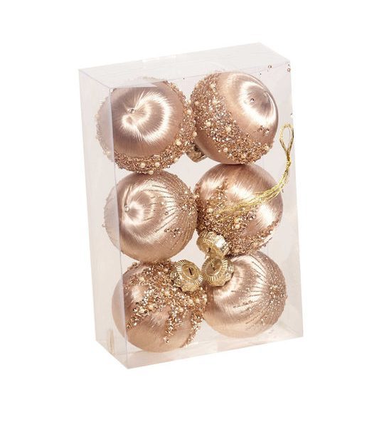 Χριστουγεννιάτικες Μπάλες Χρυσές Σετ 6 Τεμαχίων 6εκ Epam 04.B-24123