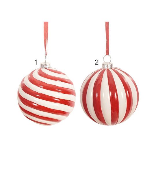 Χριστουγεννιάτικη Μπάλα Πλαστική Candy Κόκκινο - Λευκό Διάφορα Σχέδια 8εκ Epam 04.B24201-8